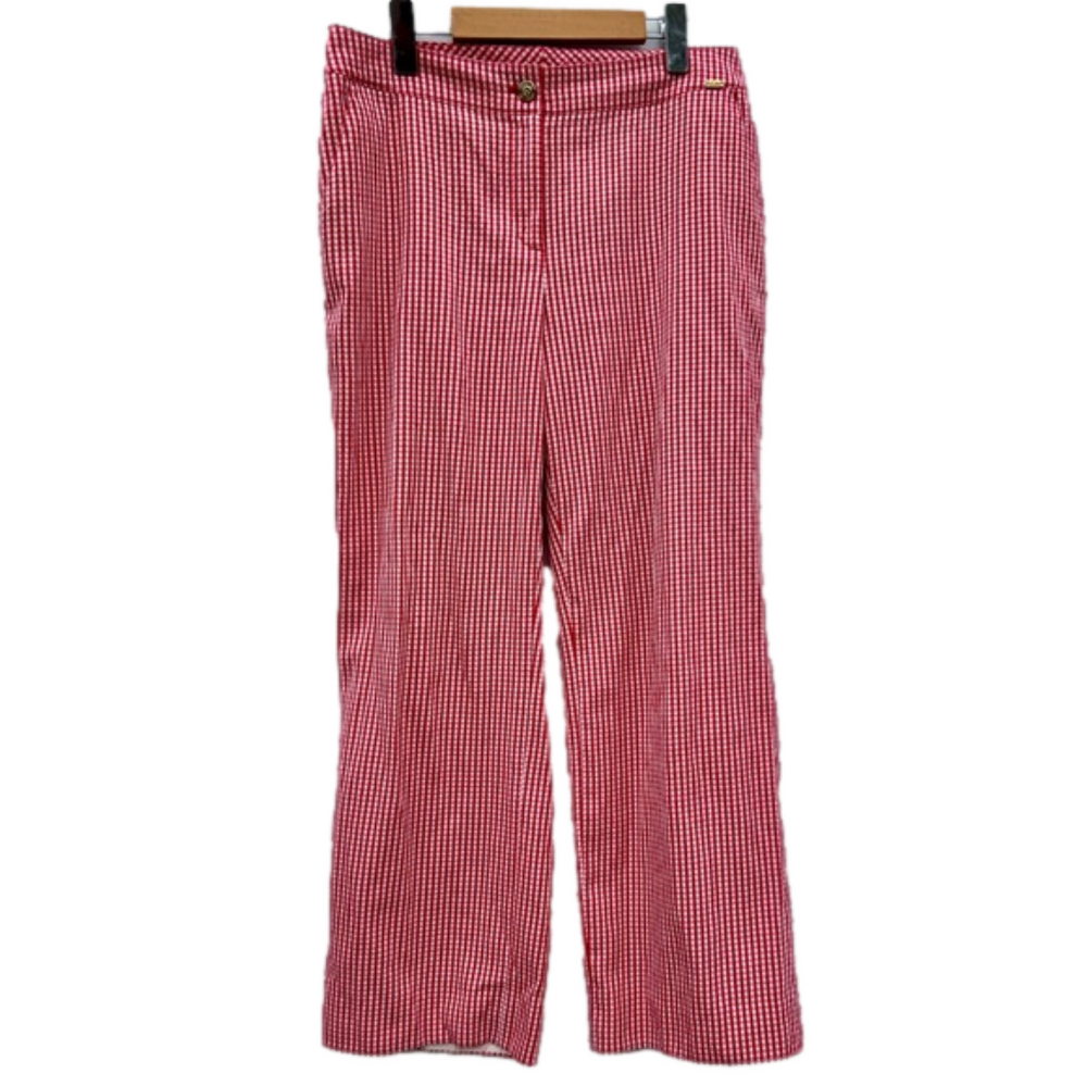 St. John Red And White Gingham pattern Pant Size 8 print